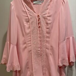Victor Costa Pink Embroidered Blouse